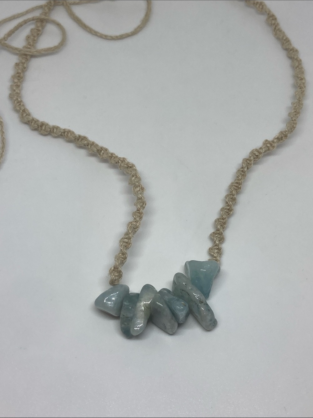 Handmade Light Blue Aquamarine Chip Necklace